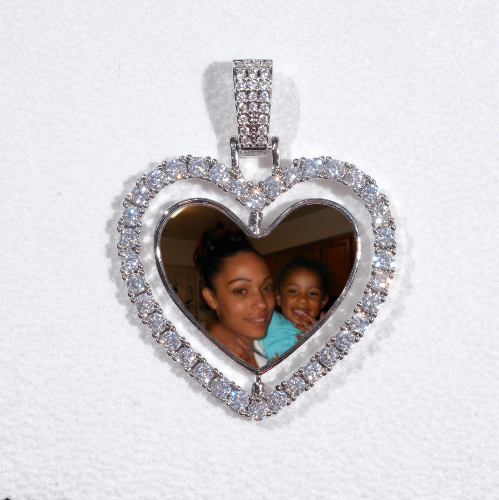 3D Spinning 2-Faced Heart Custom Picture Pendant