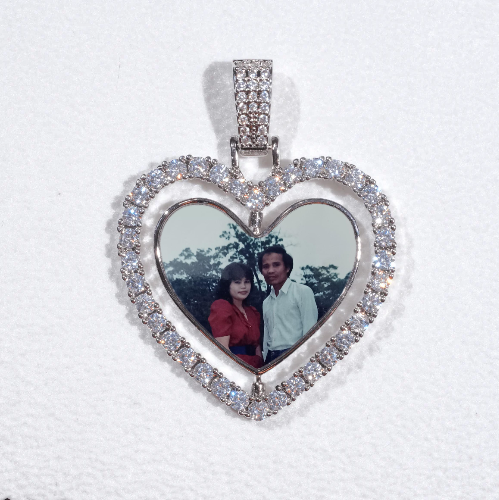 3D Spinning 2-Faced Heart Custom Picture Pendant