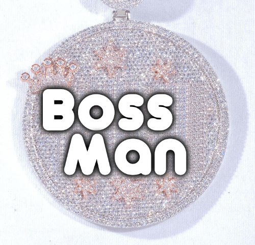 CUSTOM LETTER NECKLACE 3D BIG CROWN DISC