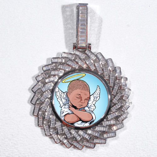 Large 3D Baguette Custom Picture Pendant