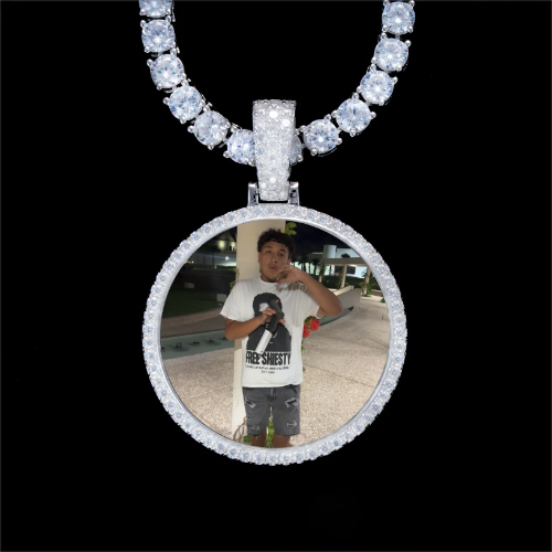925S & VVS Moissanite 3D Circle Custom Picture Pendant