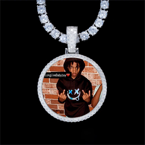 925S & VVS Moissanite 3D Circle Custom Picture Pendant