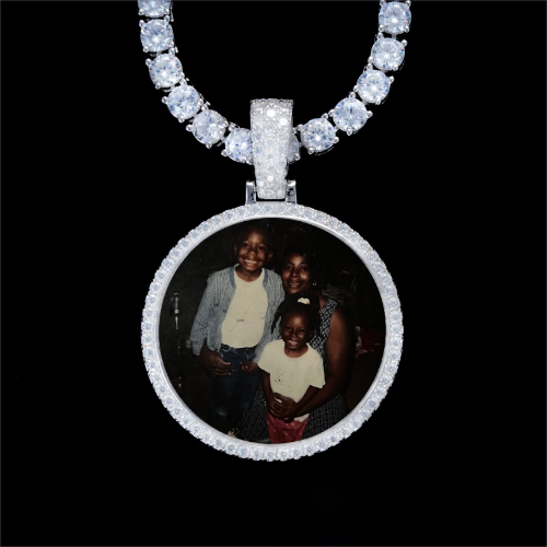 925S & VVS Moissanite 3D Circle Custom Picture Pendant