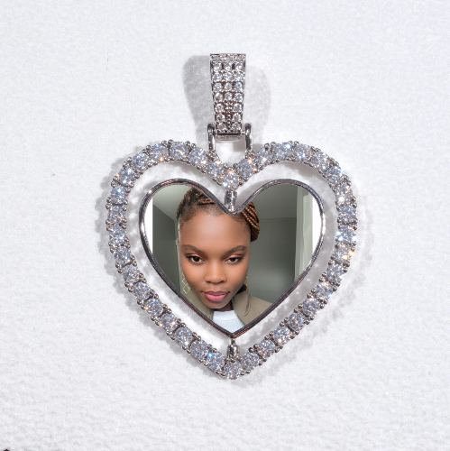 3D Spinning 2-Faced Heart Custom Picture Pendant
