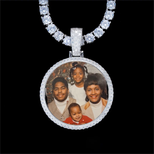 925S & VVS Moissanite 3D Circle Custom Picture Pendant