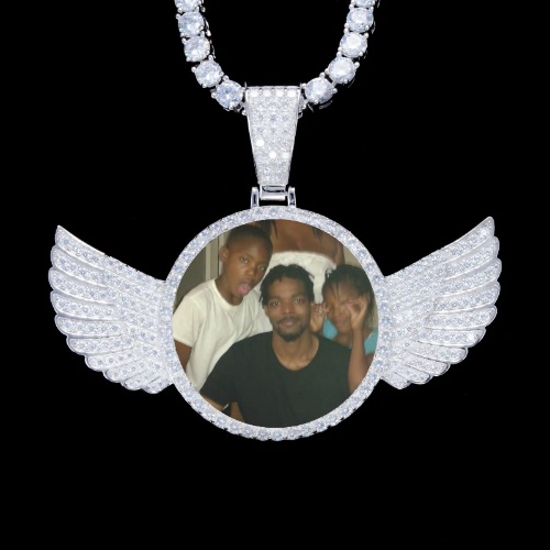 925S & VVS Moissanite 3D Wing Custom Picture Pendant
