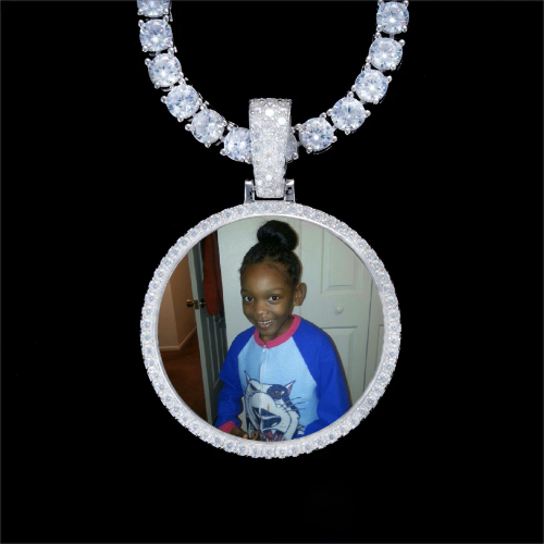 925S & VVS Moissanite 3D Circle Custom Picture Pendant