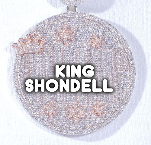 CUSTOM LETTER NECKLACE 3D BIG CROWN DISC