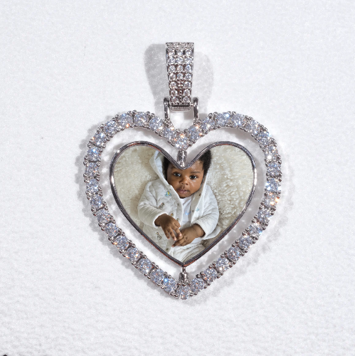 3D Spinning 2-Faced Heart Custom Picture Pendant