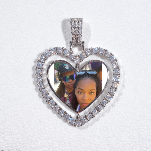 3D Spinning 2-Faced Heart Custom Picture Pendant