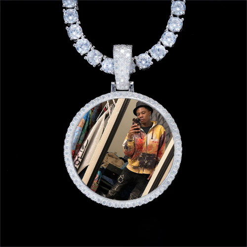 925S & VVS Moissanite 3D Circle Custom Picture Pendant