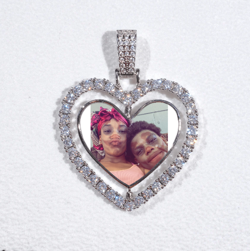 3D Spinning 2-Faced Heart Custom Picture Pendant