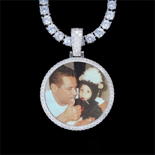 925S & VVS Moissanite 3D Circle Custom Picture Pendant