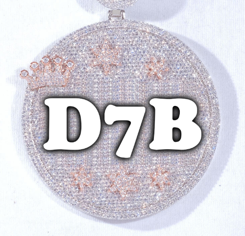 CUSTOM LETTER NECKLACE 3D BIG CROWN DISC