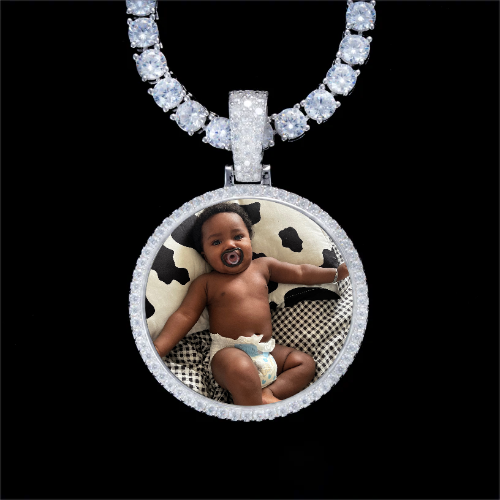 925S & VVS Moissanite 3D Circle Custom Picture Pendant