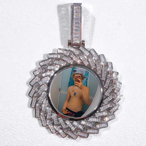 Large 3D Baguette Custom Picture Pendant