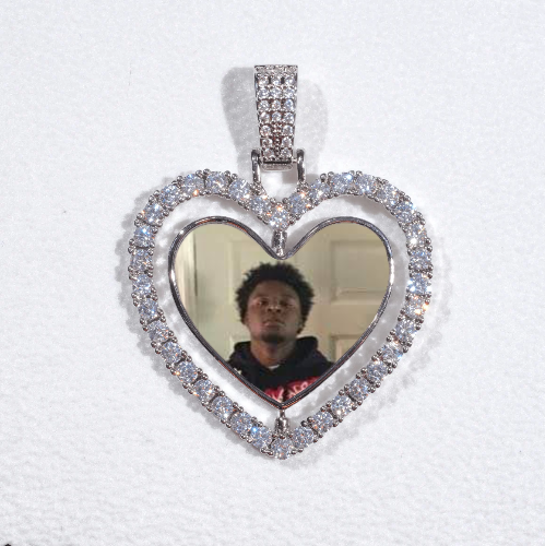 3D Spinning 2-Faced Heart Custom Picture Pendant