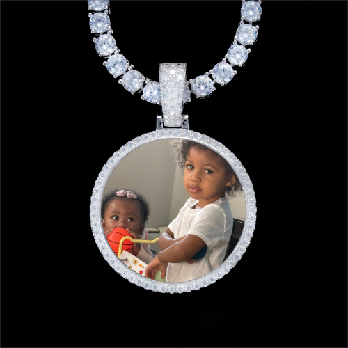 925S & VVS Moissanite 3D Circle Custom Picture Pendant