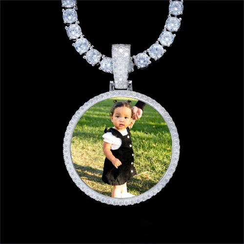 925S & VVS Moissanite 3D Circle Custom Picture Pendant