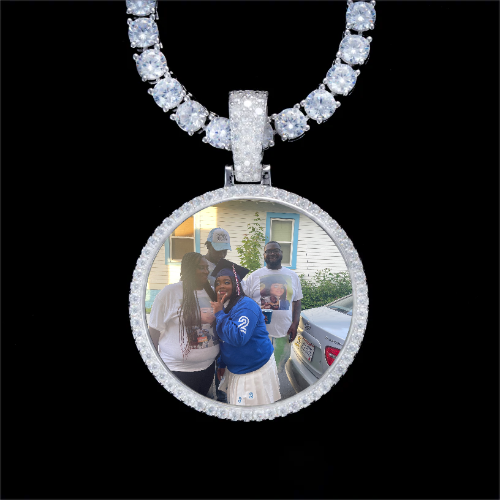 925S & VVS Moissanite 3D Circle Custom Picture Pendant