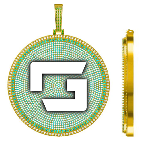 CUSTOM LETTER NECKLACE 3D BIG DISC