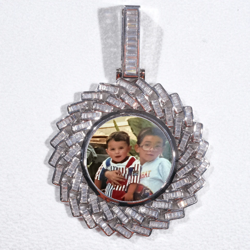Large 3D Baguette Custom Picture Pendant