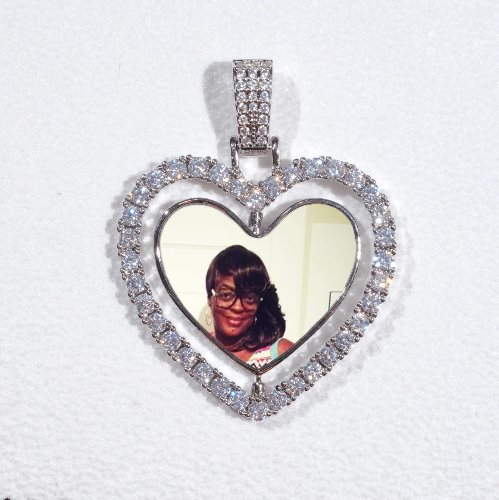 3D Spinning 2-Faced Heart Custom Picture Pendant