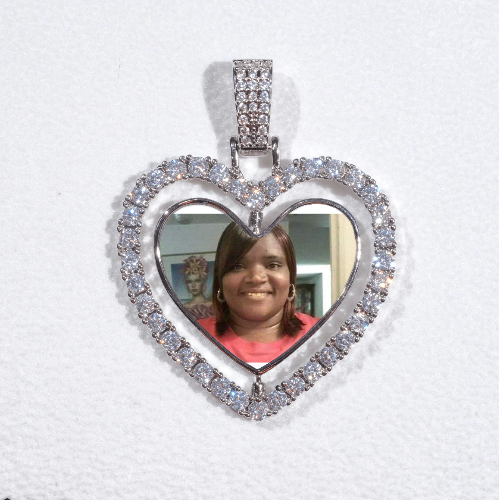3D Spinning 2-Faced Heart Custom Picture Pendant