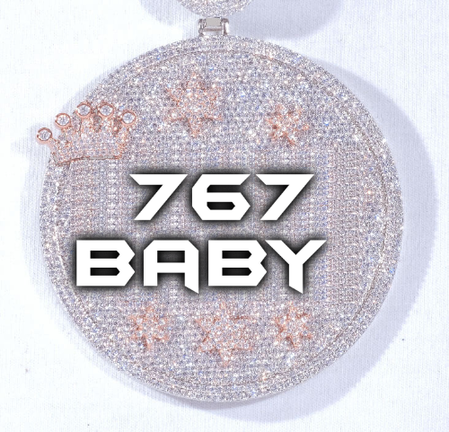 CUSTOM LETTER NECKLACE 3D BIG CROWN DISC