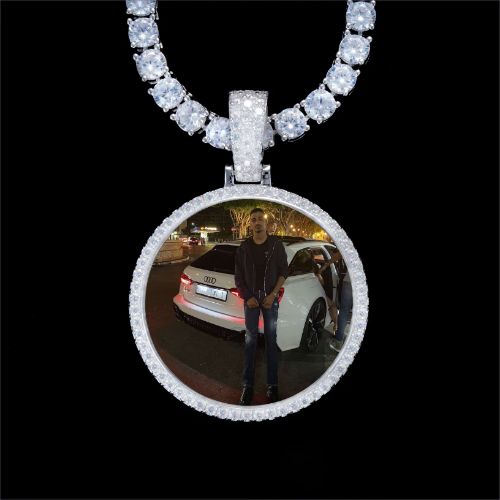 925S & VVS Moissanite 3D Circle Custom Picture Pendant