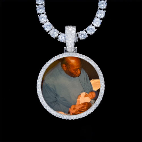 925S & VVS Moissanite 3D Circle Custom Picture Pendant