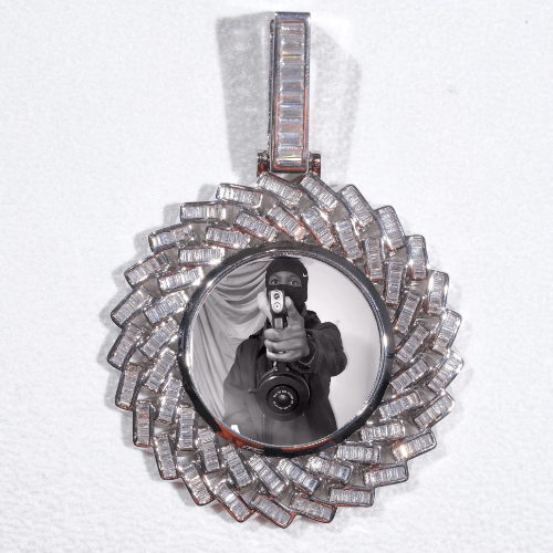 Large 3D Baguette Custom Picture Pendant