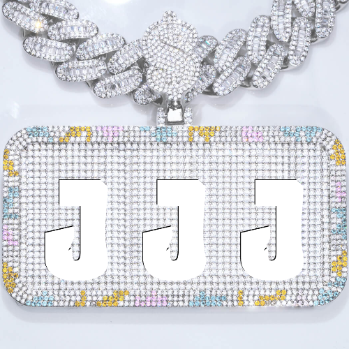 CUSTOM LETTER NECKLACE 3D COLORFUL SQUARE