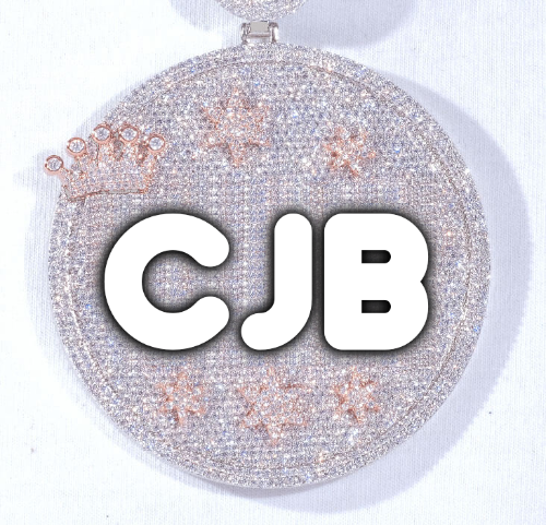 CUSTOM LETTER NECKLACE 3D BIG CROWN DISC