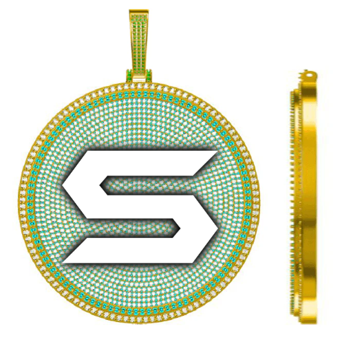 CUSTOM LETTER NECKLACE 3D BIG DISC