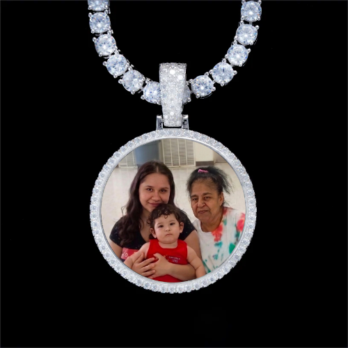 925S & VVS Moissanite 3D Circle Custom Picture Pendant
