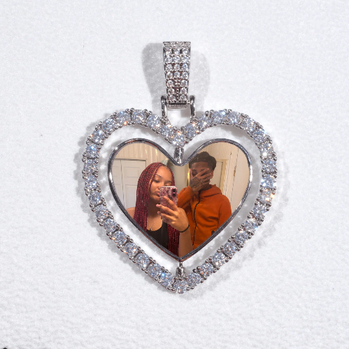 3D Spinning 2-Faced Heart Custom Picture Pendant