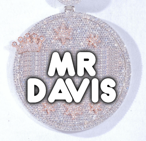 CUSTOM LETTER NECKLACE 3D BIG CROWN DISC