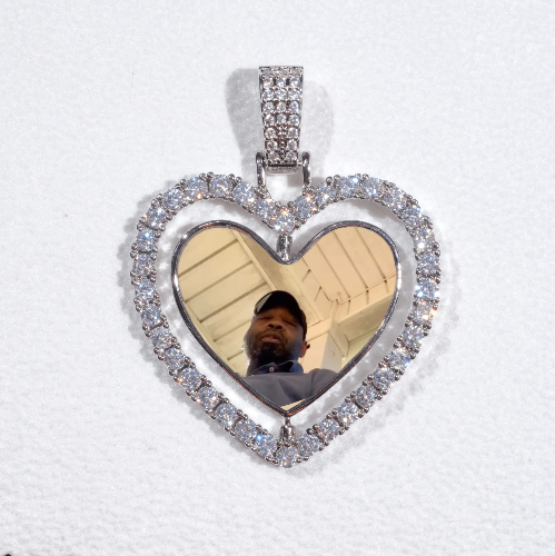 3D Spinning 2-Faced Heart Custom Picture Pendant