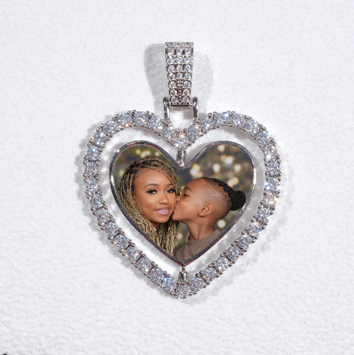3D Spinning 2-Faced Heart Custom Picture Pendant