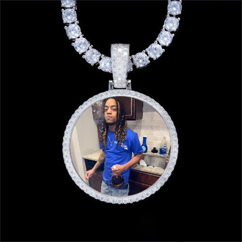 925S & VVS Moissanite 3D Circle Custom Picture Pendant