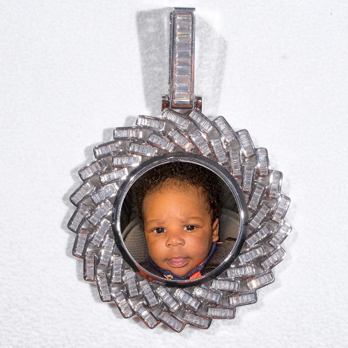 Large 3D Baguette Custom Picture Pendant