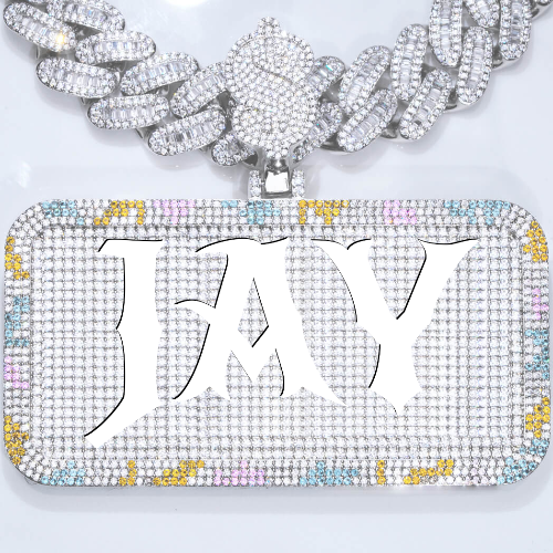 CUSTOM LETTER NECKLACE 3D COLORFUL SQUARE