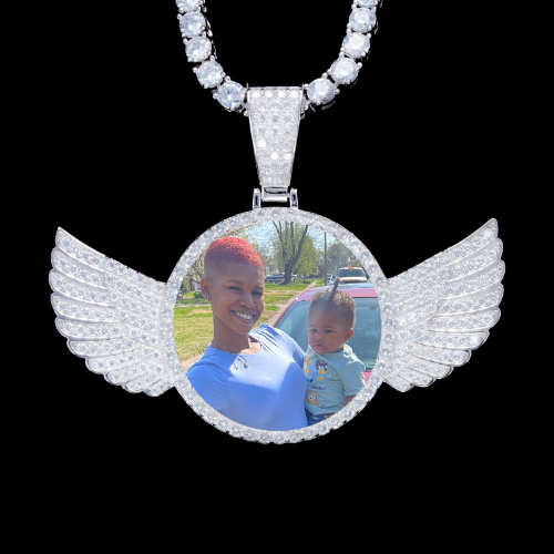 925S & VVS Moissanite 3D Wing Custom Picture Pendant