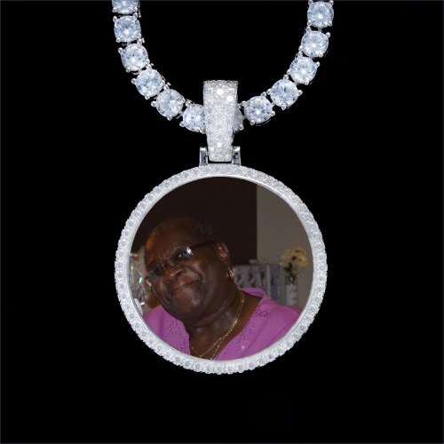 925S & VVS Moissanite 3D Circle Custom Picture Pendant