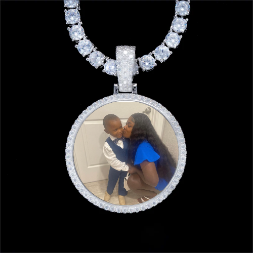 925S & VVS Moissanite 3D Circle Custom Picture Pendant