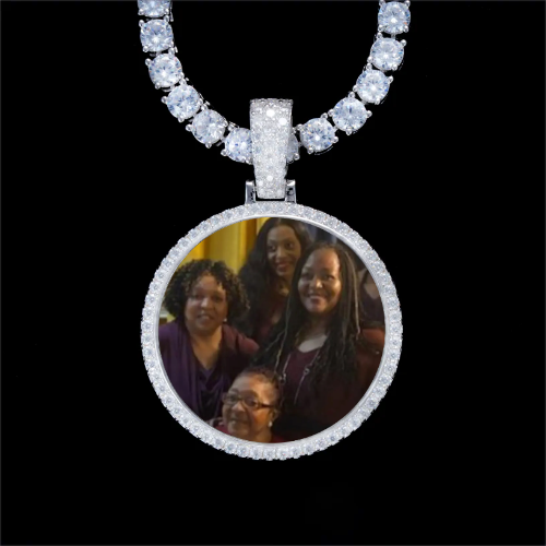 925S & VVS Moissanite 3D Circle Custom Picture Pendant