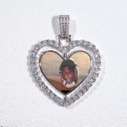 3D Spinning 2-Faced Heart Custom Picture Pendant