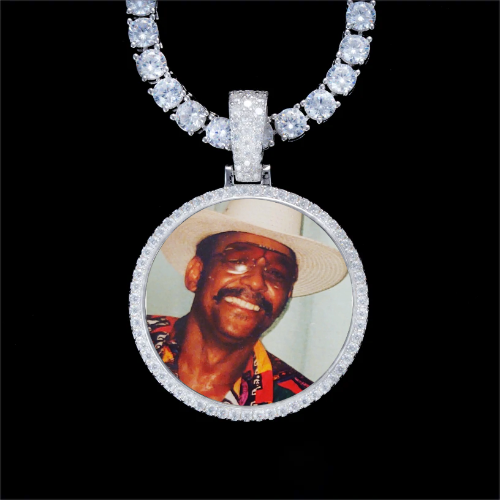 925S & VVS Moissanite 3D Circle Custom Picture Pendant