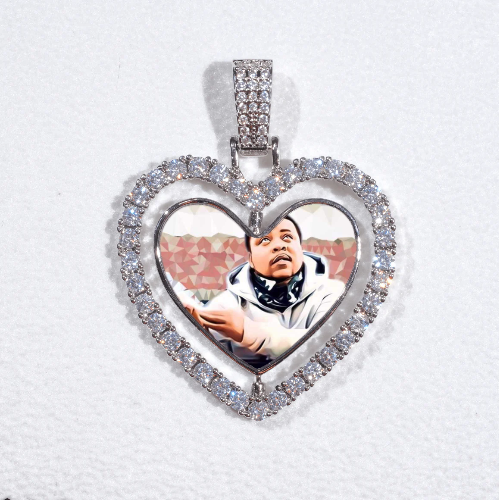3D Spinning 2-Faced Heart Custom Picture Pendant